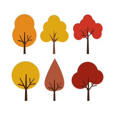 Vektör çizim sonbahar ağaç beyaz arka plan üzerinde izole.