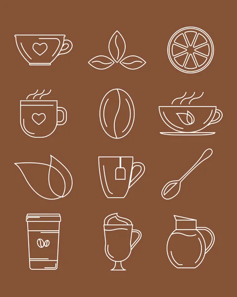 コーヒーと紅茶のアイコン。ベクトル図. — ストックベクタ