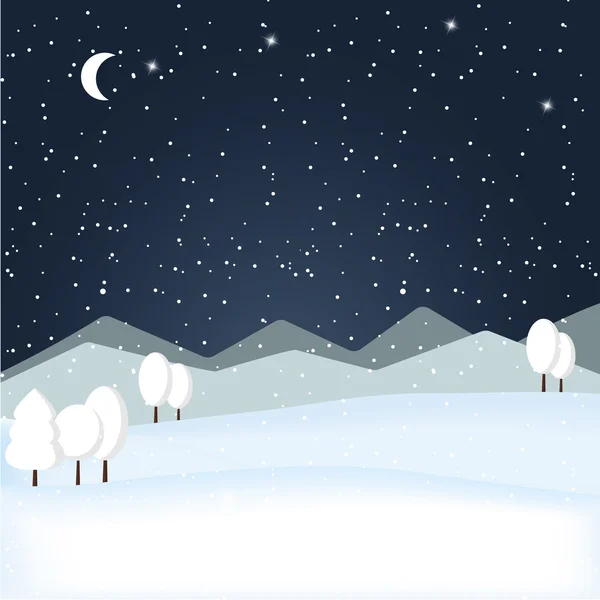 Vector van nacht winterlandschap. — Stockvector