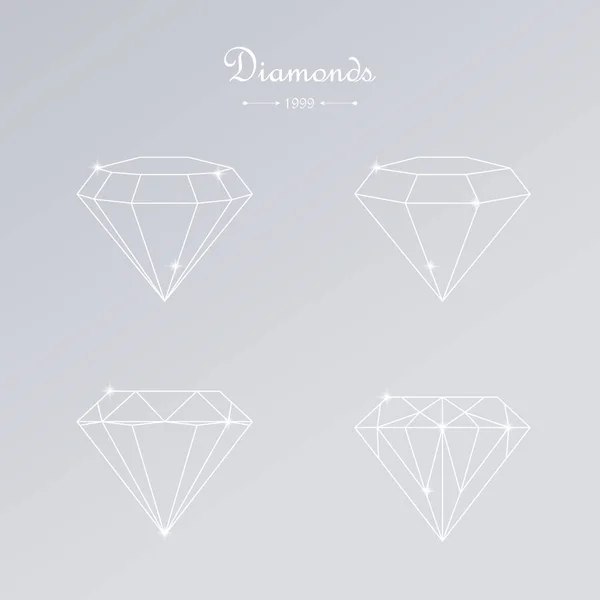 Diamant dünne Linien Vektorelemente. — Stockvektor