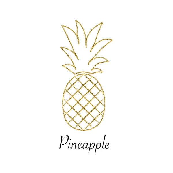 Fruta de piña dorada. Ilustración vectorial . — Vector de stock