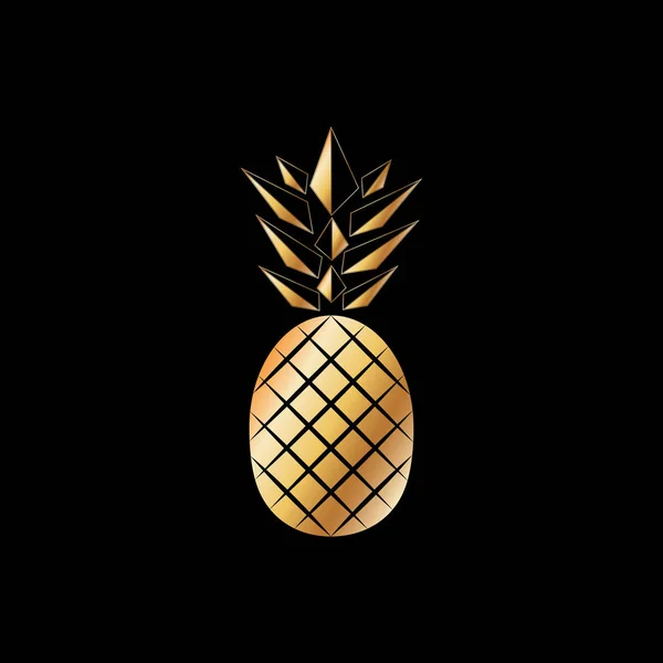 Fruta de piña dorada. Ilustración vectorial . — Vector de stock