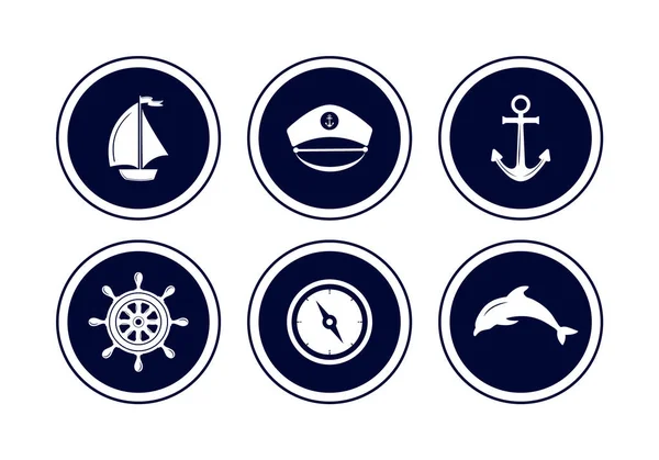 Значок морской эмблемы. Вектор . — стоковый вектор