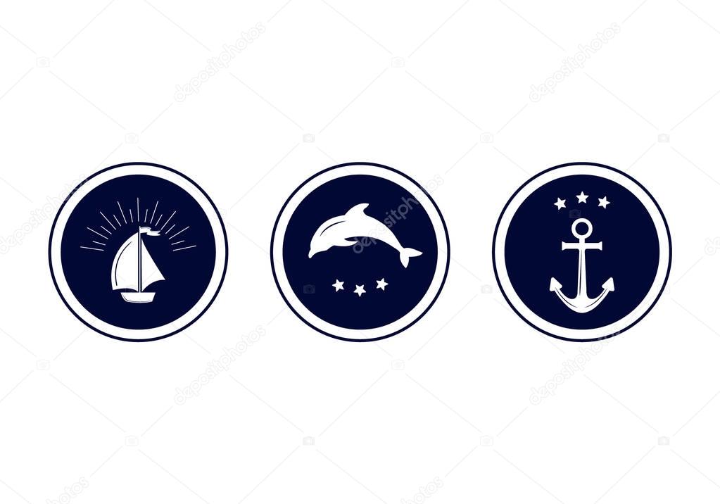 Maritime emblem icon. Vector.