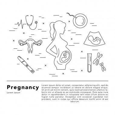 Gebelik ve doğum. Vektör hat simgeler.