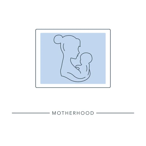Mother with child. Line art icon. — Stock Vector