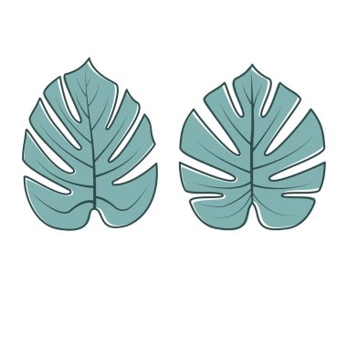 Tropikal yaprak koleksiyonu. Vektör çizim.