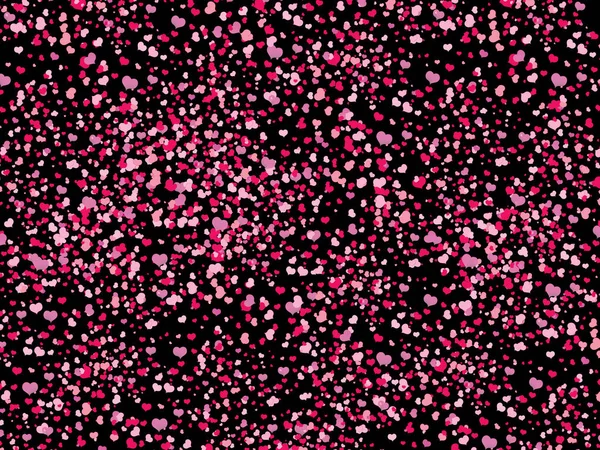 pink hearts in a random order on black background