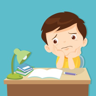 küçük şirin çocuk ev ödevi sıkılmış