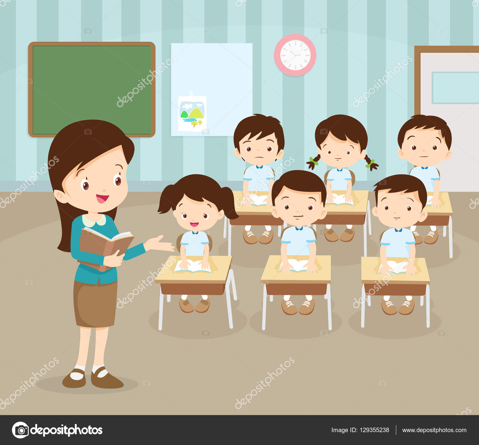 Classroom with teacher and pupils Stock Vector Image by ©watcartoon #129355238 Classroom with teacher and pupils Stock Vector Image by ©watcartoon #129355238