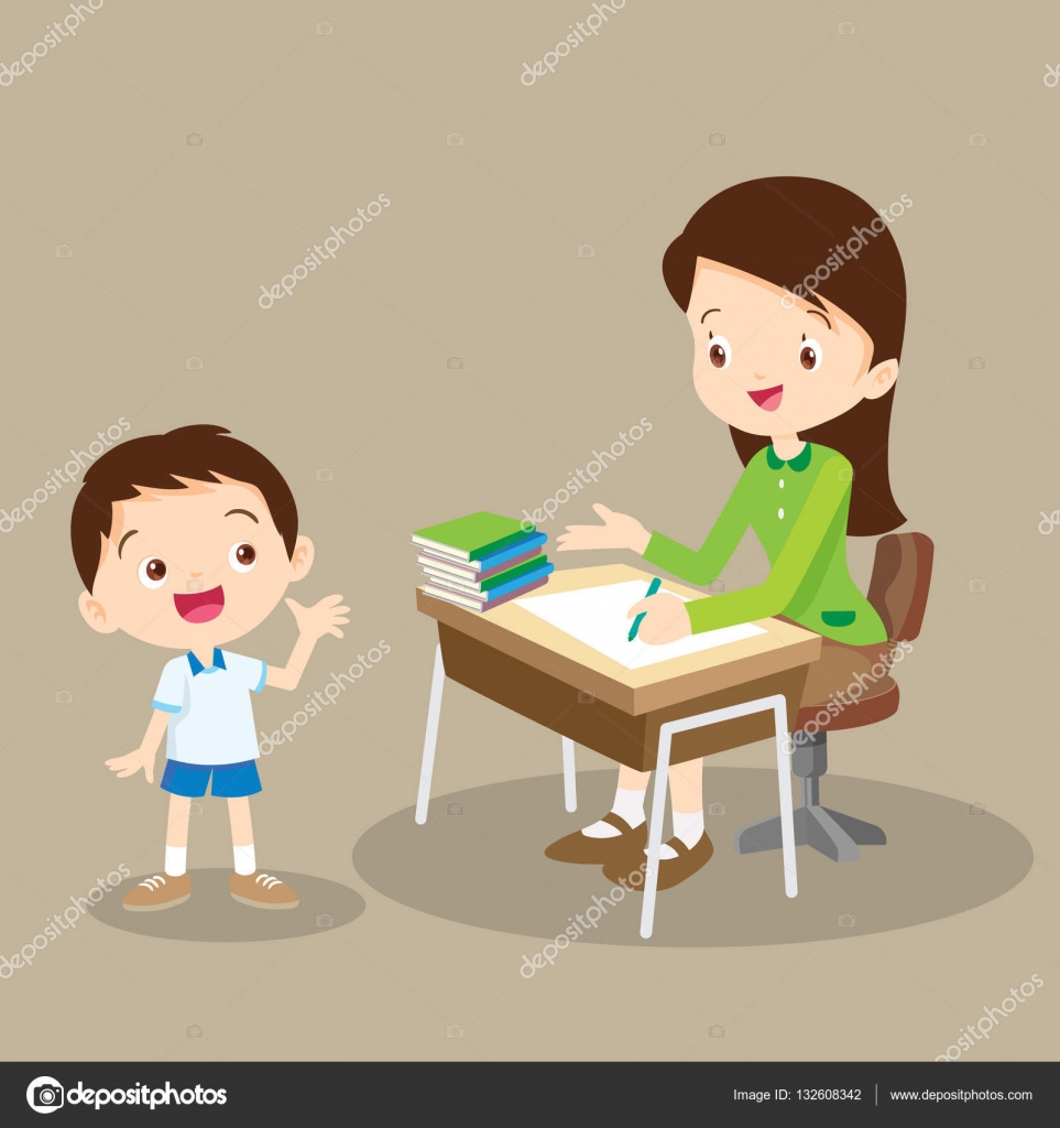 Teacher working and talk with student Stock Vector Image by ©watcartoon  #132608342