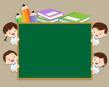 çocuk ve alan kara tahta