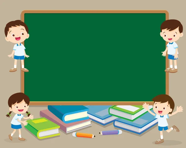 Kinderen en schoolbord — Stockvector