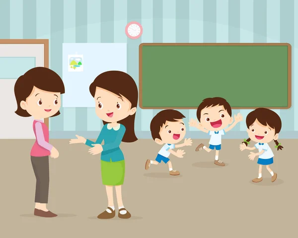 Ibu berbicara guru muda — Stok Ilustrasi Ibu berbicara guru muda Stok Ilustrasi Bebas Royalti