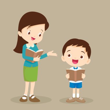 Kadın öğretmen ders öğrenci okuma