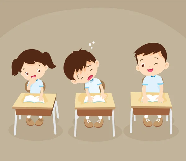 Student boy sleeping in classroom — Stock Vector