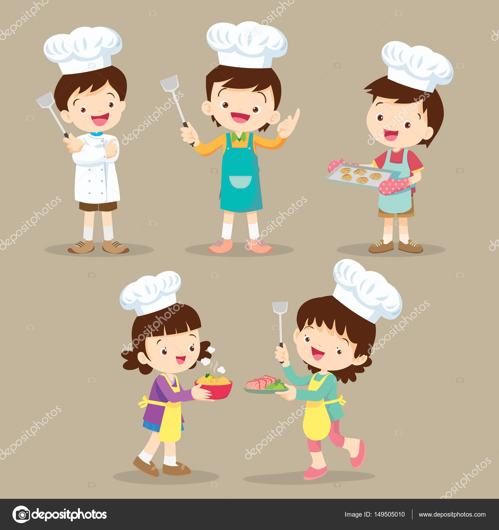 Set of Children Cooking Stock Vector Image by ©watcartoon #149505010