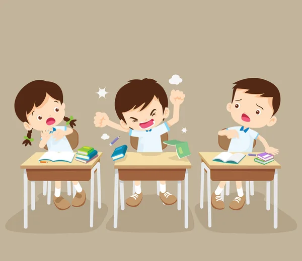 Angry boy and friends in classroom — Stock Vector