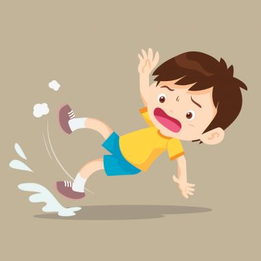 boy falling on wet floor clipart