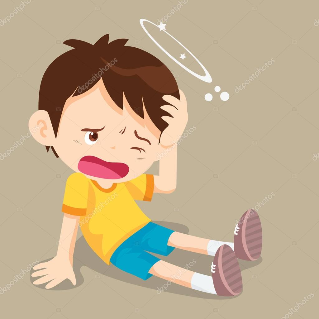 Boy sitting have Dizziness — Stock Vector © watcartoon #157732358