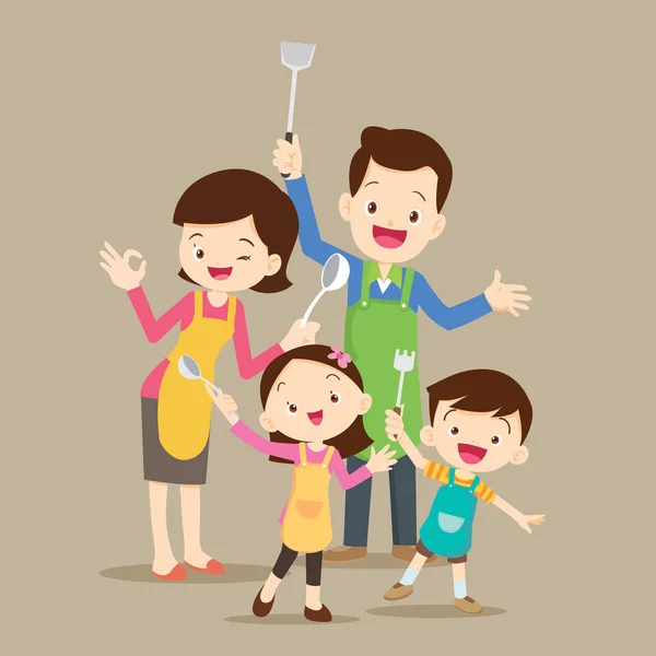Jolie cuisine familiale heureuse — Image vectorielle