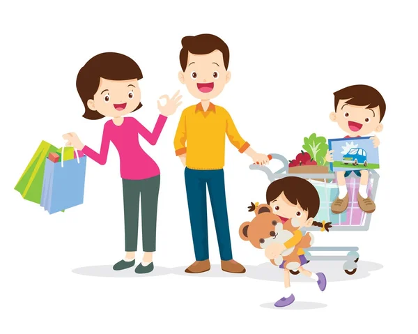 Caractères du shopping familial — Image vectorielle