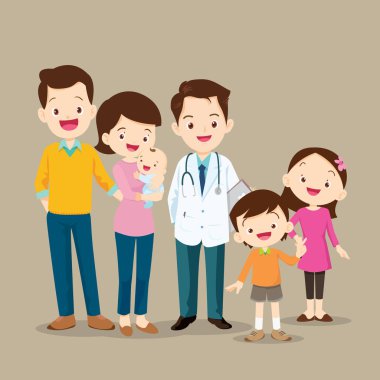 Bir bebek ve doktor sevimli aile