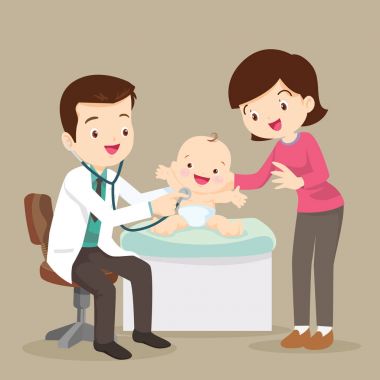Anne ve çocuk doktoru doktor küçük bebek incelenmesi