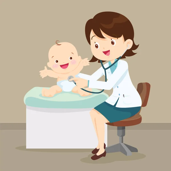 Pediatrician doctor examining little baby — Stock Vector