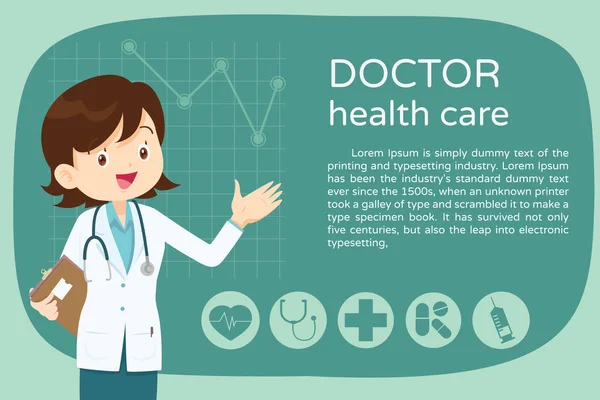 Design Smart medico femminile presentazione sfondo — Vettoriale Stock