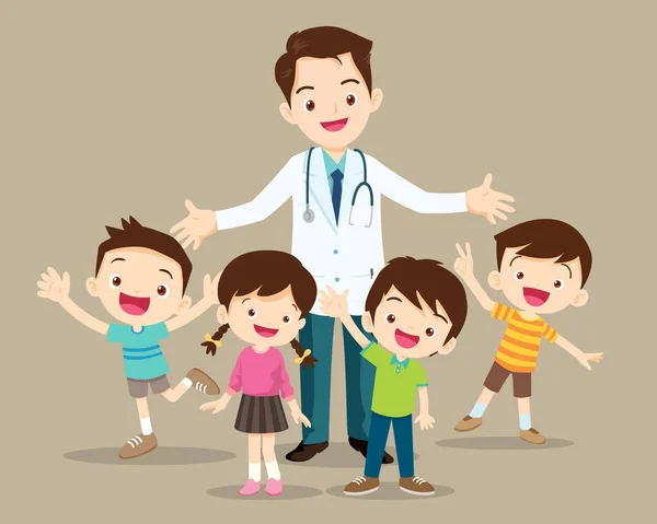 Dokter dan anak lucu bahagia - Stok Vektor