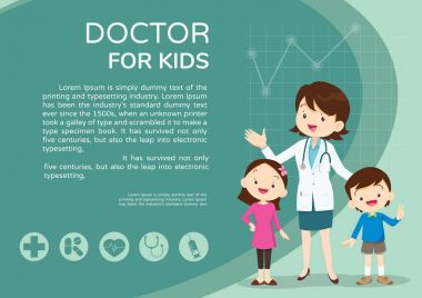 Doktor ve çocuklar arka plan poster manzara