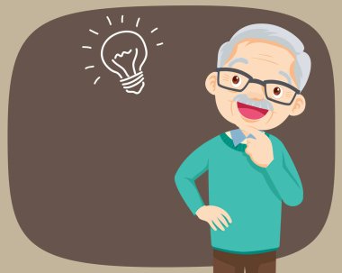 Büyükbaba ayakta durup düşünüyor.