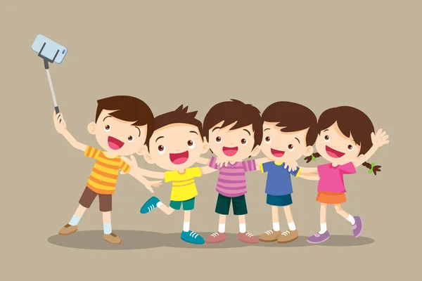 Anak-anak membuat foto selfie Stok Vektor