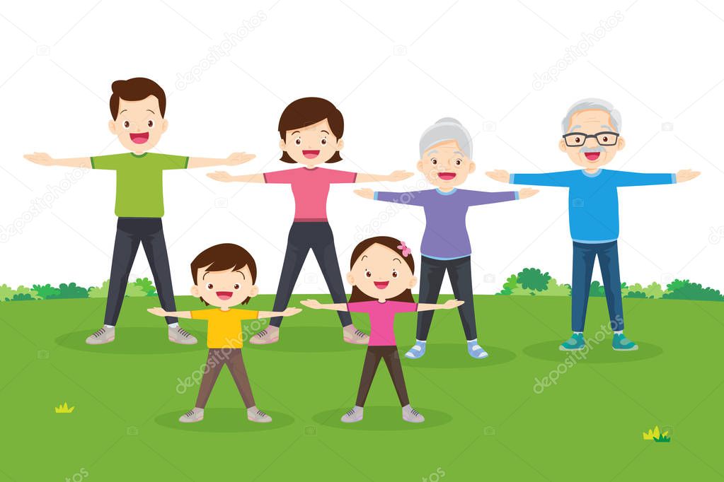 family exercising together