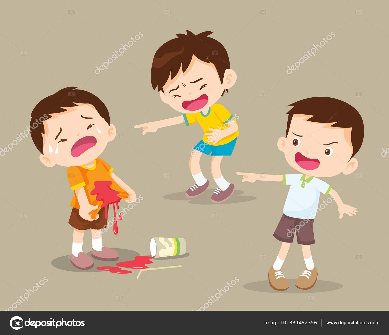 Abusón niños chico el mal hábito a amigo con un beber cayendo Vector de  stock #331492356 de ©watcartoon, image size:1600x1380