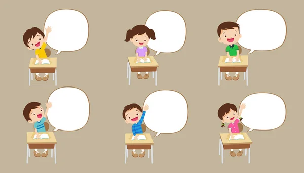 Pupils raising hand with speech bubble — Stock Vector