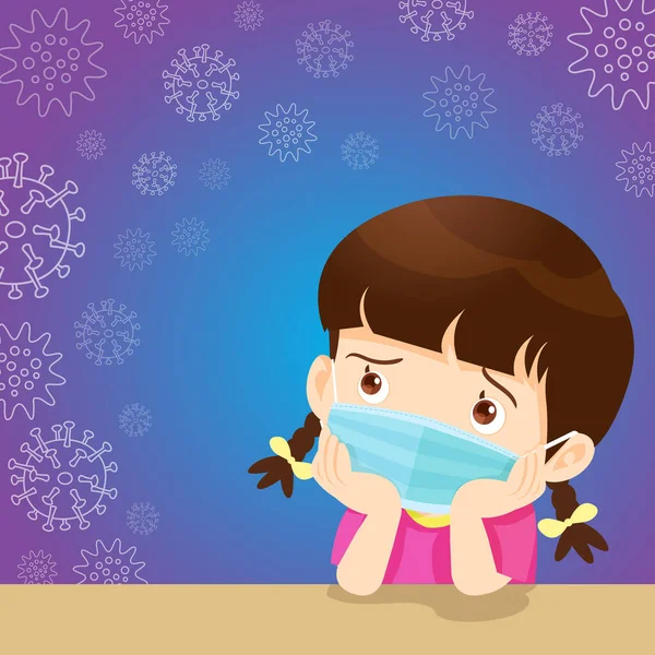 Children girl wearing a surgical mask to prevent virus — 스톡 벡터