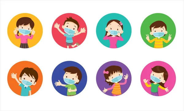Children wearing a surgical mask to prevent virus Royalty Free Stock Illustrations