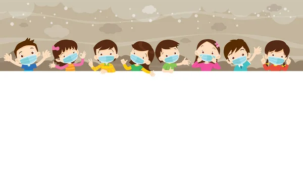 Children wear a medical face mask with copy space Royalty Free Stock Vectors