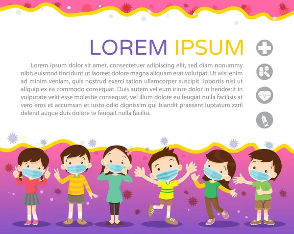 Children wear a medical face mask with copy space Royalty Free Stock Illustrations