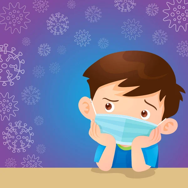 Children boy wearing a surgical mask to prevent virus Stock Illustration