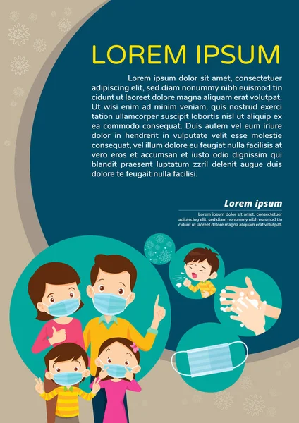 Doctor Explain Infographics Wear Face Mask Wash Hands Doctor Family Vector Graphics