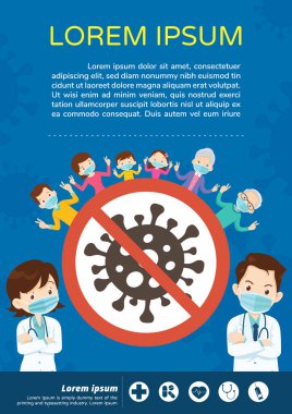 Coronavirus, Covid-19, Wuhan için koruyucu tıbbi maske takan doktor, aile, Covid 19 virüsünü ve zafer ellerini önlemek için koruyucu tıbbi maske takıyor..