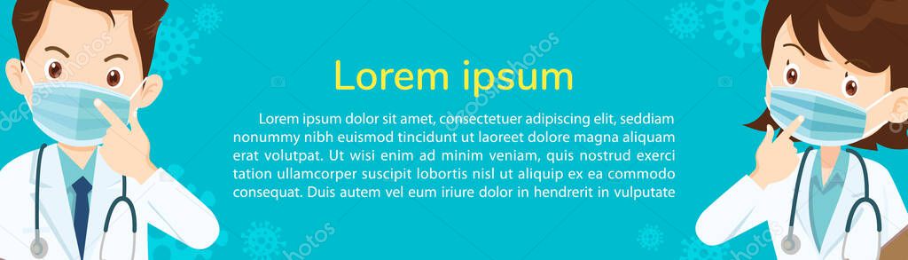 Doctor Suggest Wear Medical Face Mask Copy Space Doctor Wear Stock Vector
