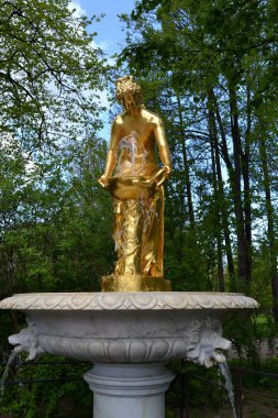 Peterhof içinde çıplak bir Tanrıça ile zarif çeşme / alt Peterhof Parkı son yüzyıllar bir yürüme sanatı