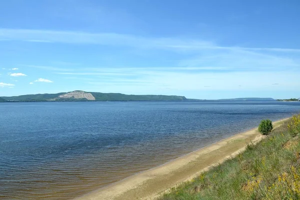 Prachtig Uitzicht Wolga Vanaf Hoge Oever Van Rivier — Stockfoto