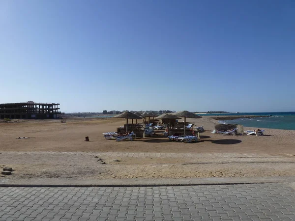 Широка Смуга Пляжу Курортному Узбережжі Червоного Моря — стокове фото