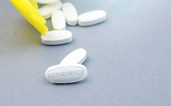 Azithromycin Antibiotic Pill Possible Treatment Corona Virus Covid — Stock Photo, Image