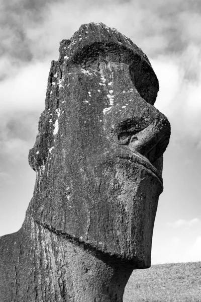 Moai sochy na Velikonočním ostrově v lomu Rano Raraku — Stock fotografie